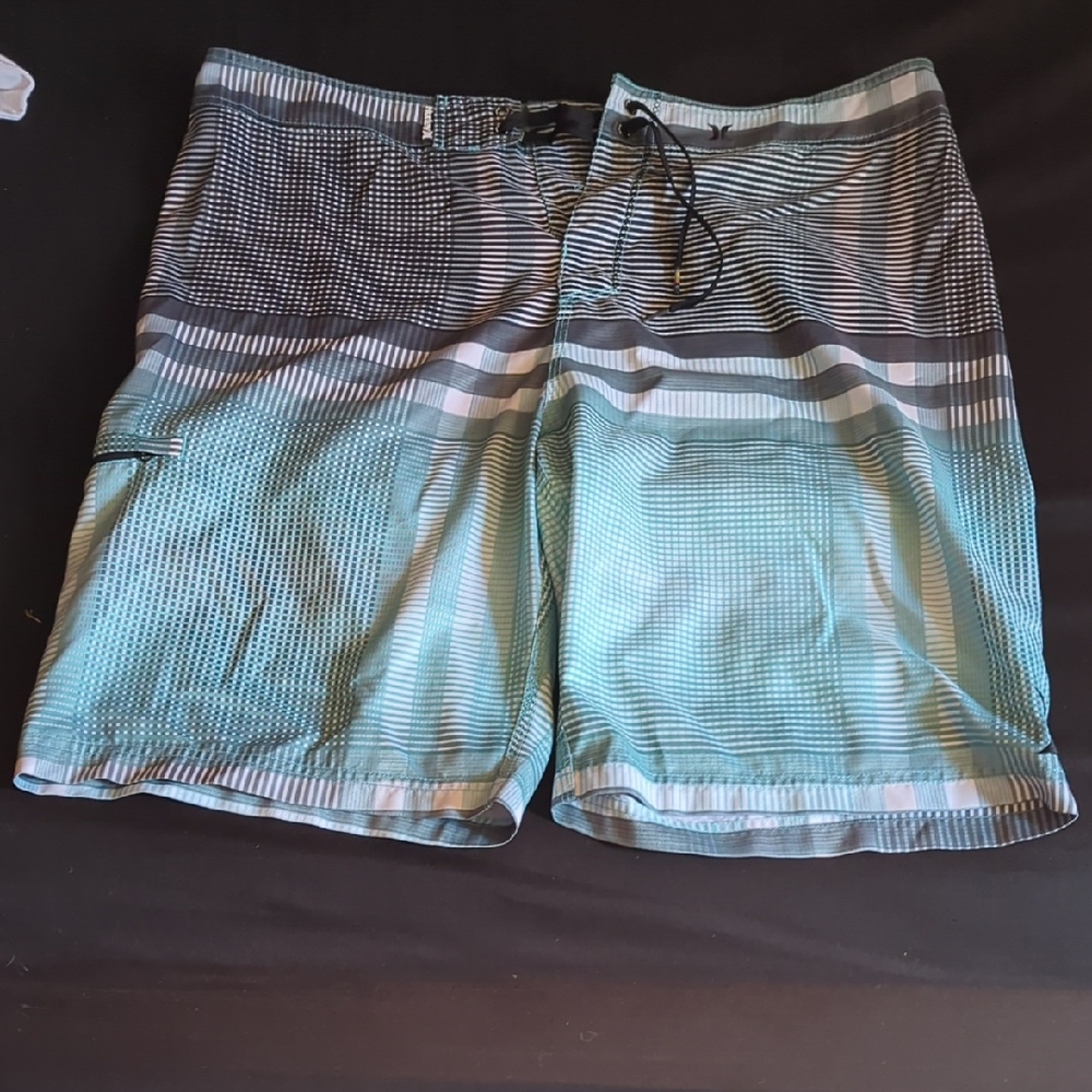 Men's Aqua Plaid Swim Shorts